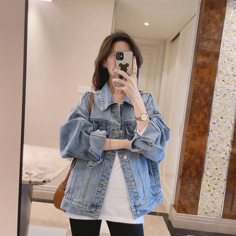 Y9Z laisvalaikio trumpas ankstyvo pavasario ir rudens džinsinis paltas moterims 2024 m. naujo dizaino nišinis madingas laisvas švarkas