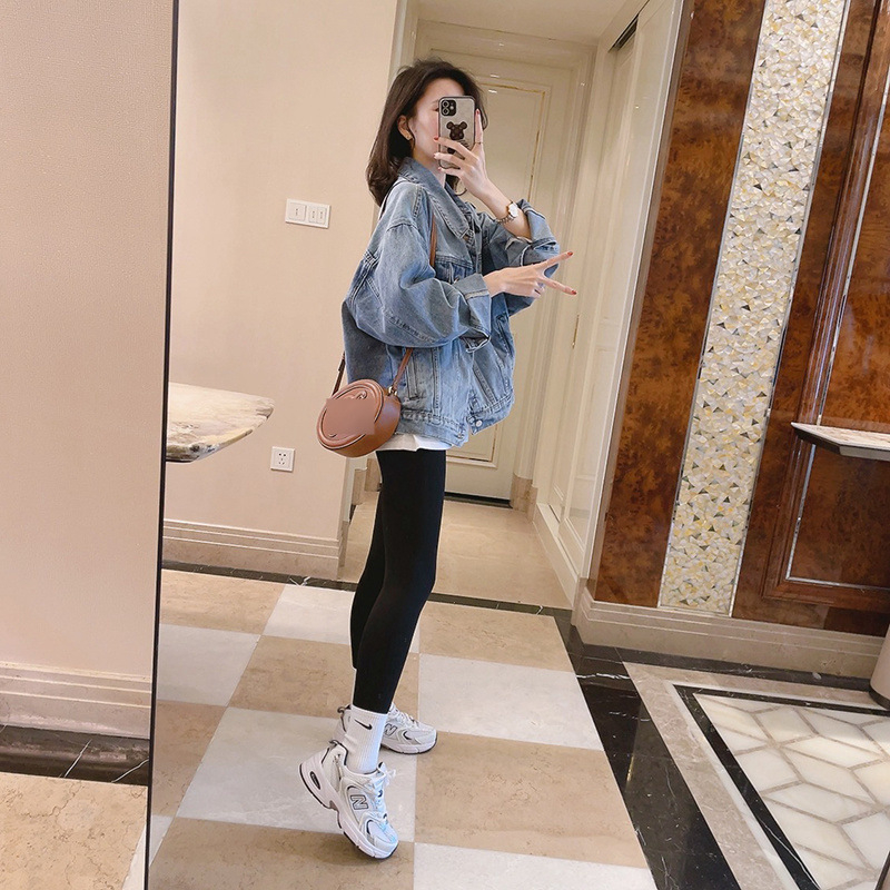 Y9Z laisvalaikio trumpas ankstyvo pavasario ir rudens džinsinis paltas moterims 2024 m. naujo dizaino nišinis madingas laisvas švarkas