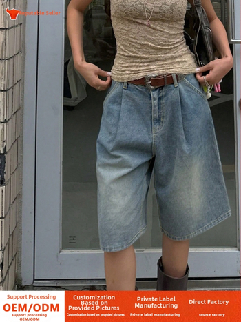 Tarpvalstybinė užsienio prekyba „Amazon“ Europoje ir Amerikoje. Retro penkių taškų vidutinio dydžio kelnės, klostytos moteriškos plačios, tiesios džinsinės kelnės be diržo.