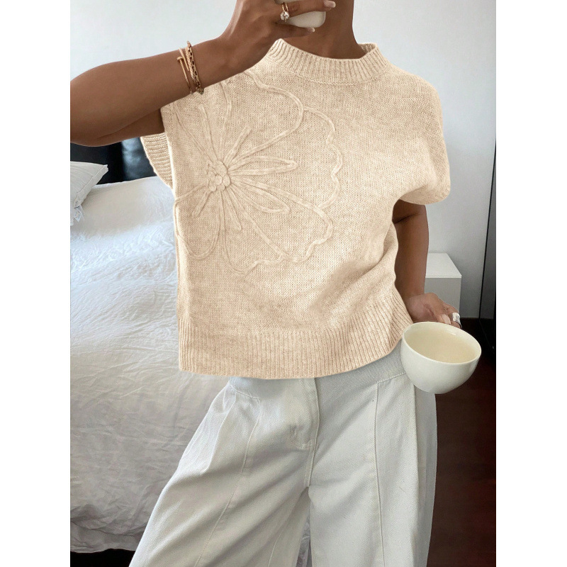 2025-ben raktáron Európában és az Egyesült Államokban, határokon átnyúló női ruházat Amazon nyári új, egyszínű, dombornyomott kötött pulóver, hétköznapi ingázó kabát