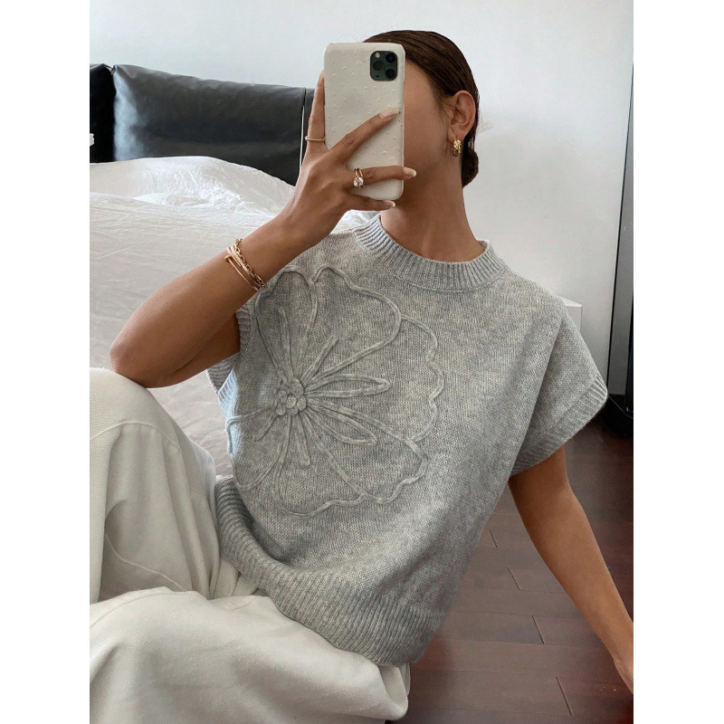 2025-ben raktáron Európában és az Egyesült Államokban, határokon átnyúló női ruházat Amazon nyári új, egyszínű, dombornyomott kötött pulóver, hétköznapi ingázó kabát