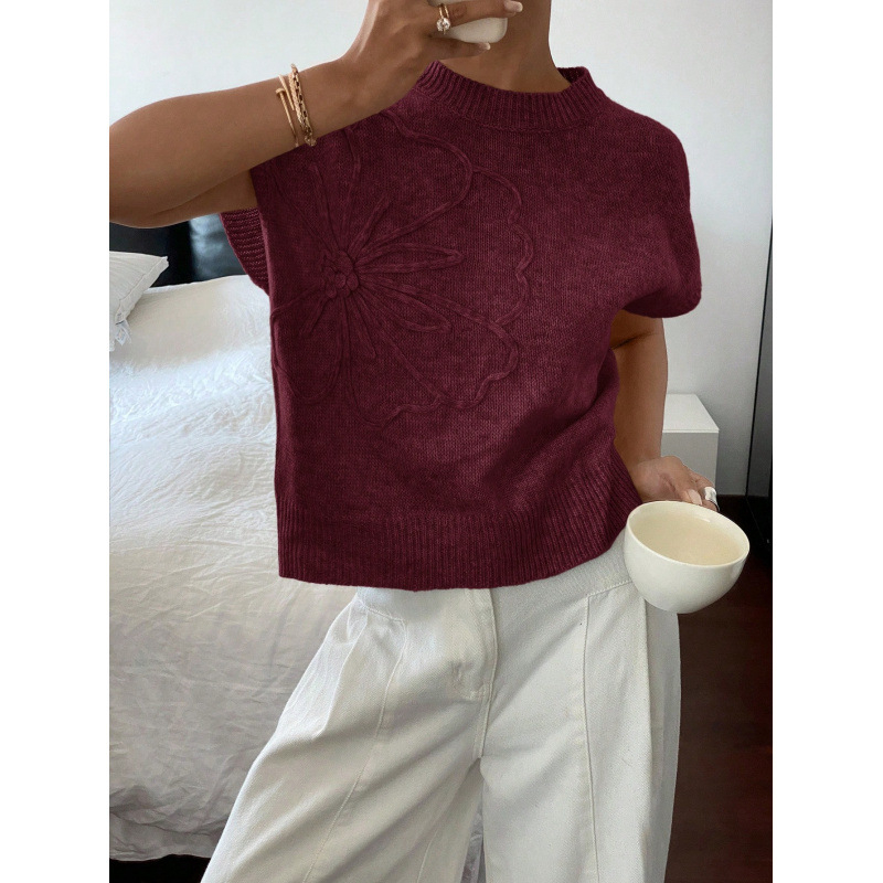 2025-ben raktáron Európában és az Egyesült Államokban, határokon átnyúló női ruházat Amazon nyári új, egyszínű, dombornyomott kötött pulóver, hétköznapi ingázó kabát