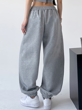 2025 m. tarpvalstybinės mados naujos vientisos spalvos laisvos sportinės laisvalaikio kelnės moteriškos ilgos kelnės