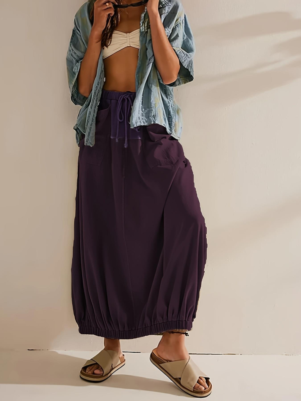 Yz1406 Európai és amerikai határokon átnyúló női szoknya, foltvarrásos szoknya, rugalmas derekú húzózsinórral, zsugorodó szoknya