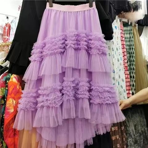 Tündér! Új-Victoria stílusú romantikus és érzéki, hálós, tortás aszimmetrikus szoknya 2025-ös új stílusban