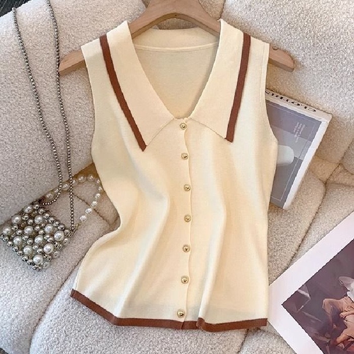 2025-ös nyári felsőkategóriás ujjatlan, francia hajtókás, kötött mellény, nadrágtartós, aszimmetrikus, karcsúsított, rövid felső