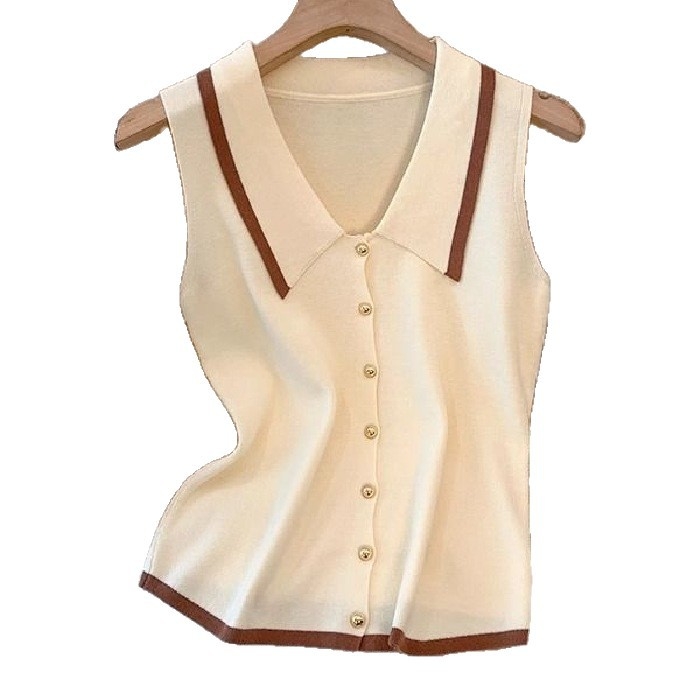 2025-ös nyári felsőkategóriás ujjatlan, francia hajtókás, kötött mellény, nadrágtartós, aszimmetrikus, karcsúsított, rövid felső