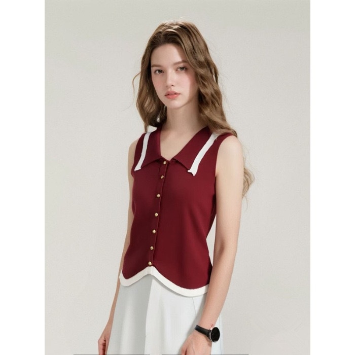 2025-ös nyári felsőkategóriás ujjatlan, francia hajtókás, kötött mellény, nadrágtartós, aszimmetrikus, karcsúsított, rövid felső