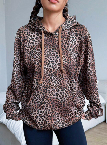 2025-ös határokon átnyúló amerikai retró leopárdmintás kapucnis pulóver férfiaknak és nőknek, Yk Street hip-hop, laza és sokoldalú