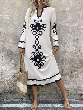 Διασυνοριακός Ανεξάρτητος Ιστότοπος Amazon Ευρωπαϊκό και Αμερικανικό Εξωτερικό Εμπόριο Φόρεμα με Έθνικ Στάμπα Νέο Δημοφιλές Ευρωπαϊκό και Αμερικανικό Μόδα Γυναικεία Ρούχα