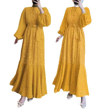 M2710 Határokon átnyúló Amazon új női közel-keleti egyszínű hosszú köntös divatos elegáns muszlim ruha