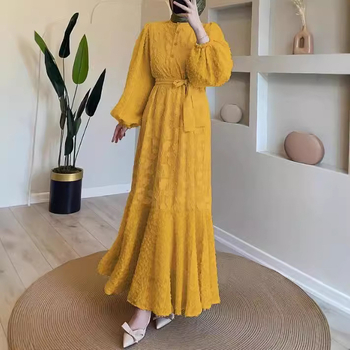 M2710 Határokon átnyúló Amazon új női közel-keleti egyszínű hosszú köntös divatos elegáns muszlim ruha