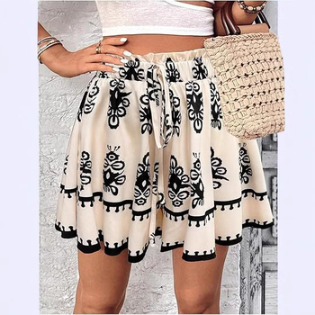 Határokon átnyúló európai és amerikai Amazon 2025 új bohém női divatos, nyomtatott, lezser, széles szárú rövidnadrág