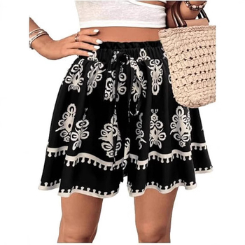Határokon átnyúló európai és amerikai Amazon 2025 új bohém női divatos, nyomtatott, lezser, széles szárú rövidnadrág