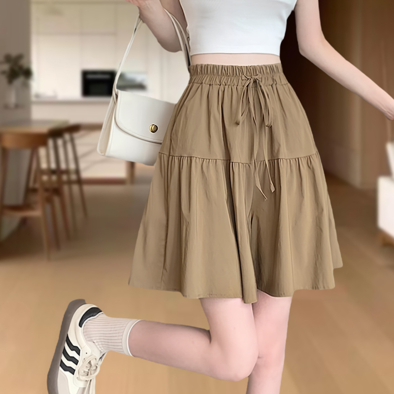Gyárilag közvetlen szállítás, magas minőségű, 95% poliészter szálból készült nadrág, szoknya, rövidnadrág, női nyári, magas derekú, bő szárú nadrág