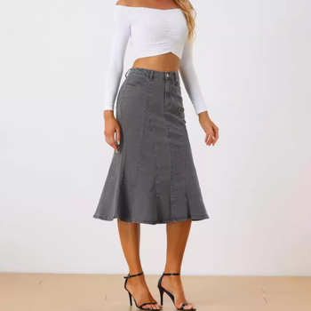 Európai és amerikai rugalmas szoknya nőknek 2025 új halszálka szoknya divatos farmer szoknya elegáns ingázó mosott szoknya