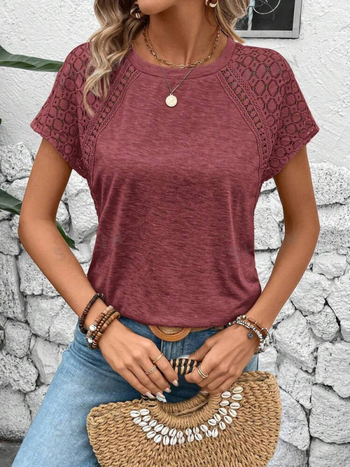 Európai és amerikai Amazon AliExpress 2025 rövid ujjú tavaszi és nyári új, kerek nyakú, lezser, elegáns, divatos női póló