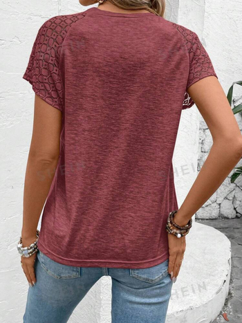 Európai és amerikai Amazon AliExpress 2025 rövid ujjú tavaszi és nyári új, kerek nyakú, lezser, elegáns, divatos női póló