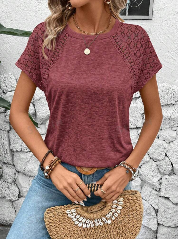 Európai és amerikai Amazon AliExpress 2025 rövid ujjú tavaszi és nyári új, kerek nyakú, lezser, elegáns, divatos női póló