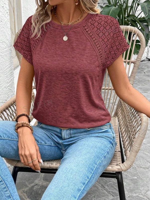 Európai és amerikai Amazon AliExpress 2025 rövid ujjú tavaszi és nyári új, kerek nyakú, lezser, elegáns, divatos női póló