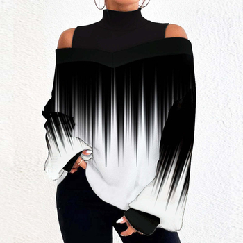 Határokon átnyúló exkluzív ajánlat a 2024shopify tavaszi női ruházatára, vállpántos, lámpás ujjú mintás felső.