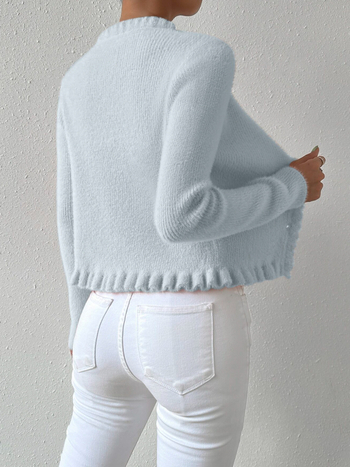 Európa és az Egyesült Államok határokon átnyúló új V-nyakú kötött kardigán Amazon külkereskedelem szelíd temperamentumú fa fülű gyöngycsatos női pulóver