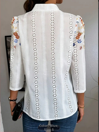 2025 tavaszi új retró mintás ing, friss, romantikus és gyengéd stílus, sokoldalú állógalléros ing