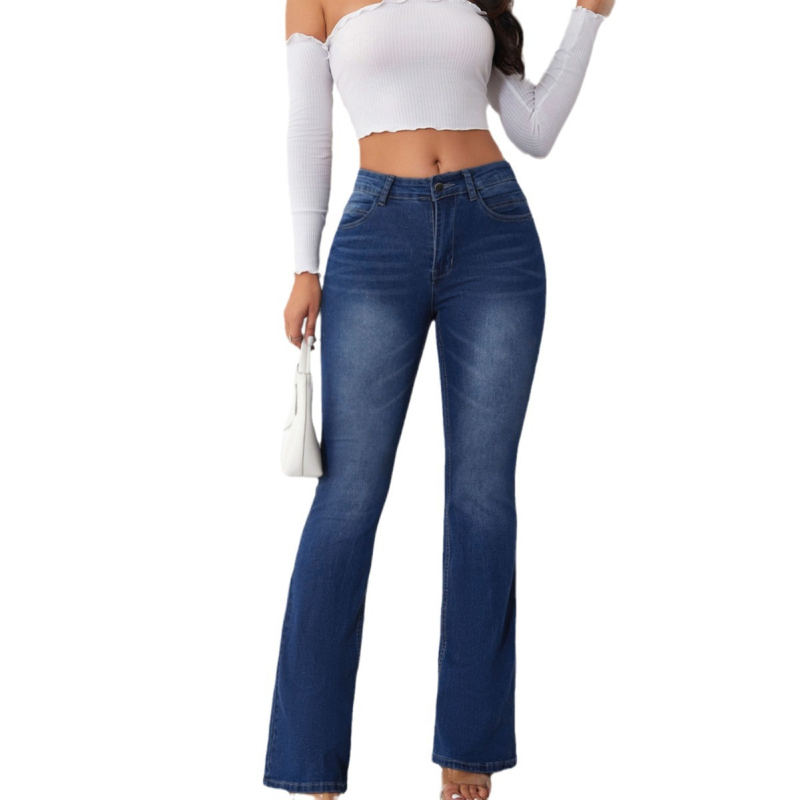 Amazon határokon átnyúló női ruházati cikkek, európai és amerikai tavaszi és nyári új farmernadrágok, szélesített nadrágok, mosott farmernadrágok nőknek