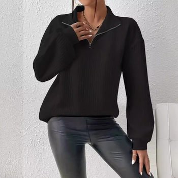 Aukštos kokybės 2025 m. rudens princesės stiliaus gaivus ir mielas aksominis megztinis moterims, storas pusiau atvira apykakle, įprastas moteriškas džemperis