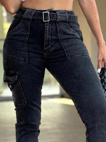 Európa és az Egyesült Államok külkereskedelmi öves női klasszikus szexi szűk leggings, magas gumis, fekete mosott overall, farmer