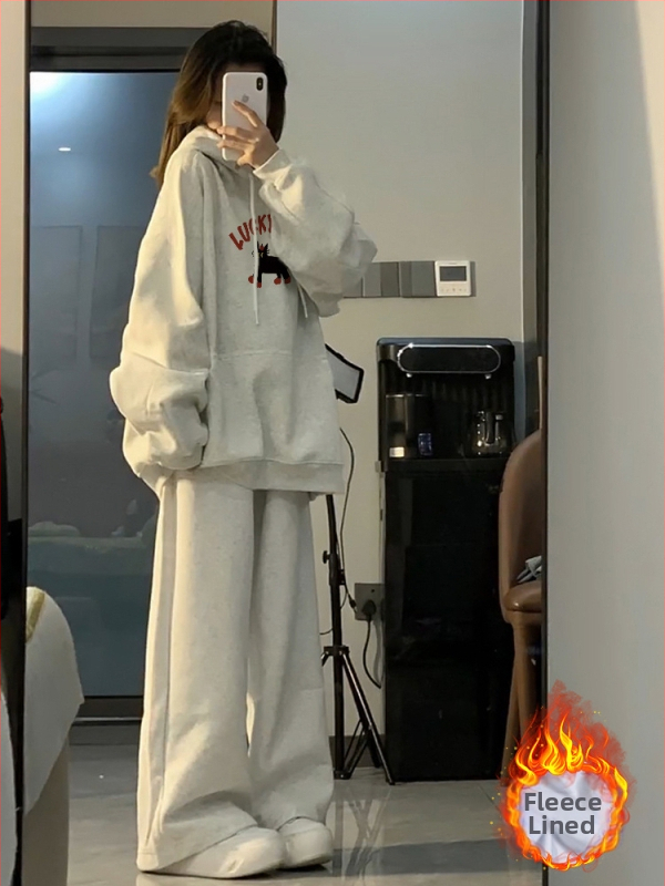 Amerikai Retro Lazy Style Loose szürke kapucnis pulóver női 2025 új őszi és téli polár bélésű ruhák