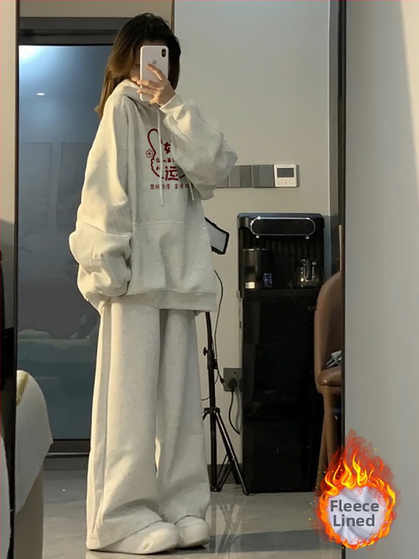 Amerikai Retro Lazy Style Loose szürke kapucnis pulóver női 2025 új őszi és téli polár bélésű ruhák