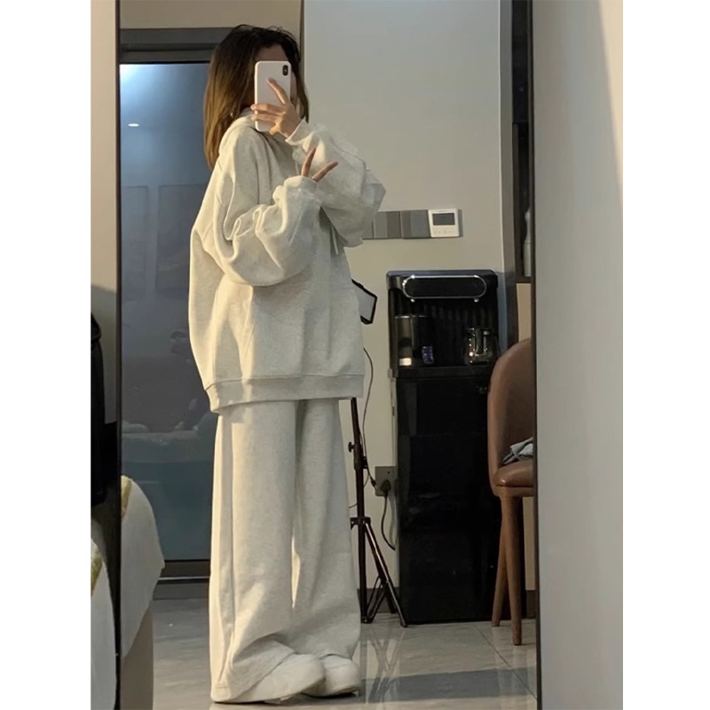 Amerikai Retro Lazy Style Loose szürke kapucnis pulóver női 2025 új őszi és téli polár bélésű ruhák