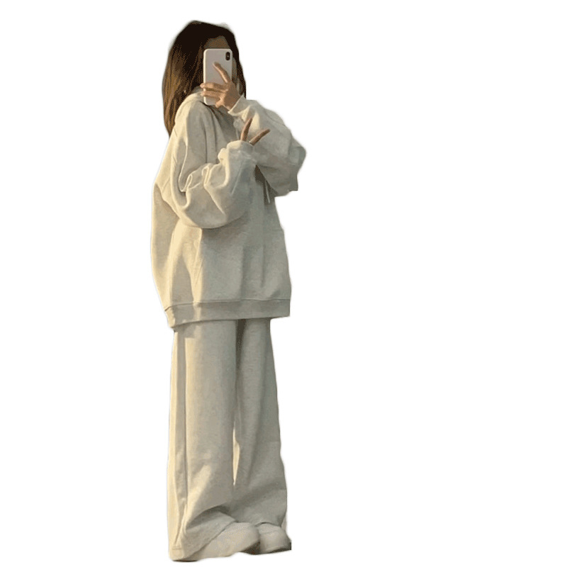 Amerikai Retro Lazy Style Loose szürke kapucnis pulóver női 2025 új őszi és téli polár bélésű ruhák