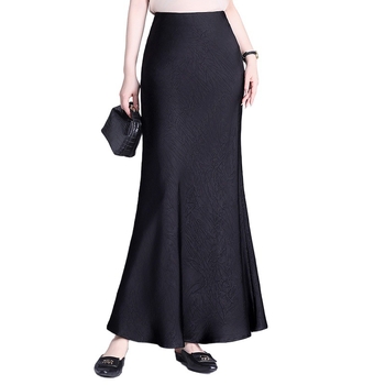 Φούστα ζακάρ σατέν για γυναίκες Άνοιξη και Καλοκαίρι Φούστα ψαροκόκαλο Νέο στυλ Μακριά φούστα Μοντέρνα ντραπέ φούστα ισχίου αδυνατίσματος