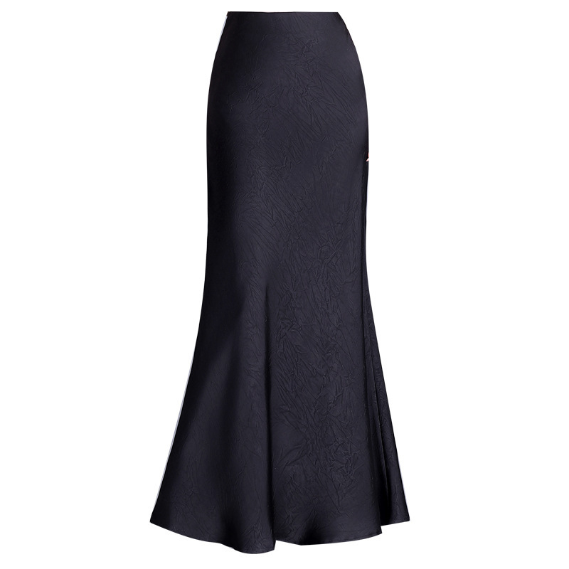 Jacquard szatén szoknya nőknek tavaszi és nyári új stílusú halszálka szoknya hosszú szoknya divatos drapézott karcsúsító csípőszoknya