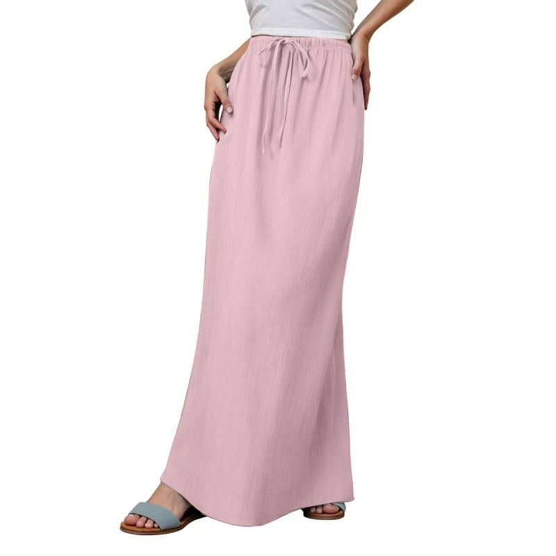 Amazon határokon átnyúló európai és amerikai női egyszínű húzózsinóros rugalmas derekú és többszínű női szoknya