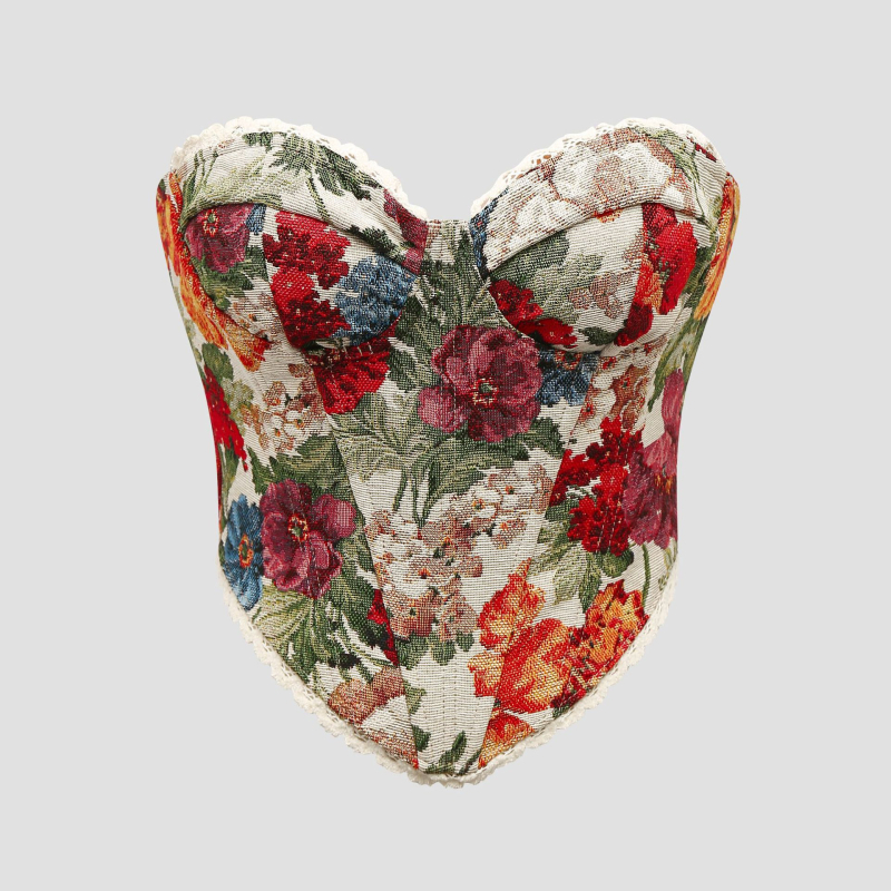 Határokon átnyúló külkereskedelmi utcai retro virágmintás csipke csipke csipke francia niche halszálkamintás mellény LY023