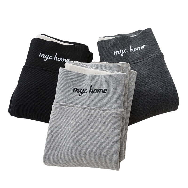 Őszi és téli bársony leggings női szűk leggings szürke menetes karcsúsító bárány bársony bélelt meleg pamut nadrág 9087