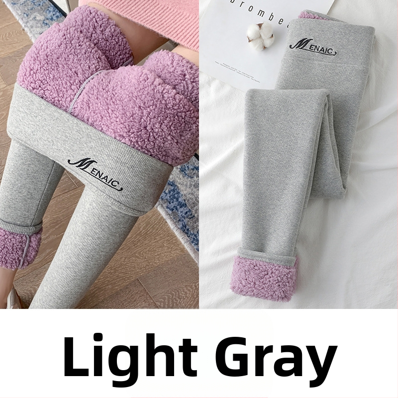 Őszi és téli bársony leggings női szűk leggings szürke menetes karcsúsító bárány bársony bélelt meleg pamut nadrág 9087
