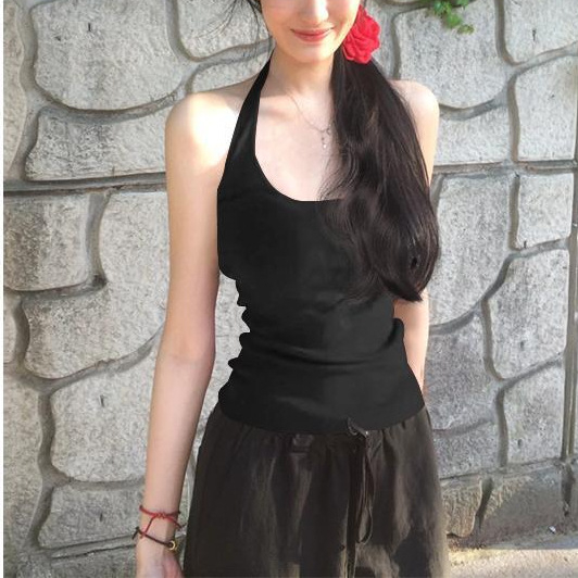 Pure Lust Hot Girl piros halterneck mellény női nyári karcsúsító, rövid U-nyakú felső