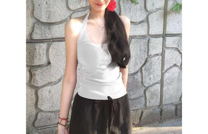 Pure Lust Hot Girl piros halterneck mellény női nyári karcsúsító, rövid U-nyakú felső