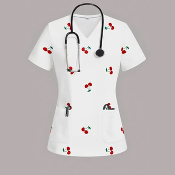 2025-ös divatos új, karcsúsított, vidám, mindenféle mintával ellátott alsó ing, női póló, ápolónői munkaruha, rövid ujjú póló