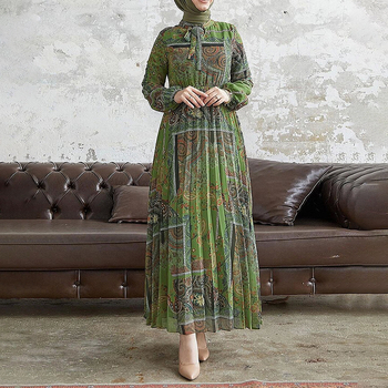 M2636 Amazon Γυναικεία Μουσουλμανική Νέα Προϊόντων Μέσης Ανατολής Αφηρημένη Εκτύπωση Μακρύ Μοντέρνο Κομψό Ρόμπα Φόρεμα