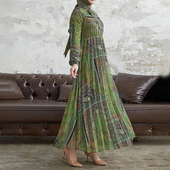 M2636 Amazon Γυναικεία Μουσουλμανική Νέα Προϊόντων Μέσης Ανατολής Αφηρημένη Εκτύπωση Μακρύ Μοντέρνο Κομψό Ρόμπα Φόρεμα