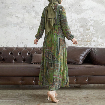 M2636 Amazon Γυναικεία Μουσουλμανική Νέα Προϊόντων Μέσης Ανατολής Αφηρημένη Εκτύπωση Μακρύ Μοντέρνο Κομψό Ρόμπα Φόρεμα