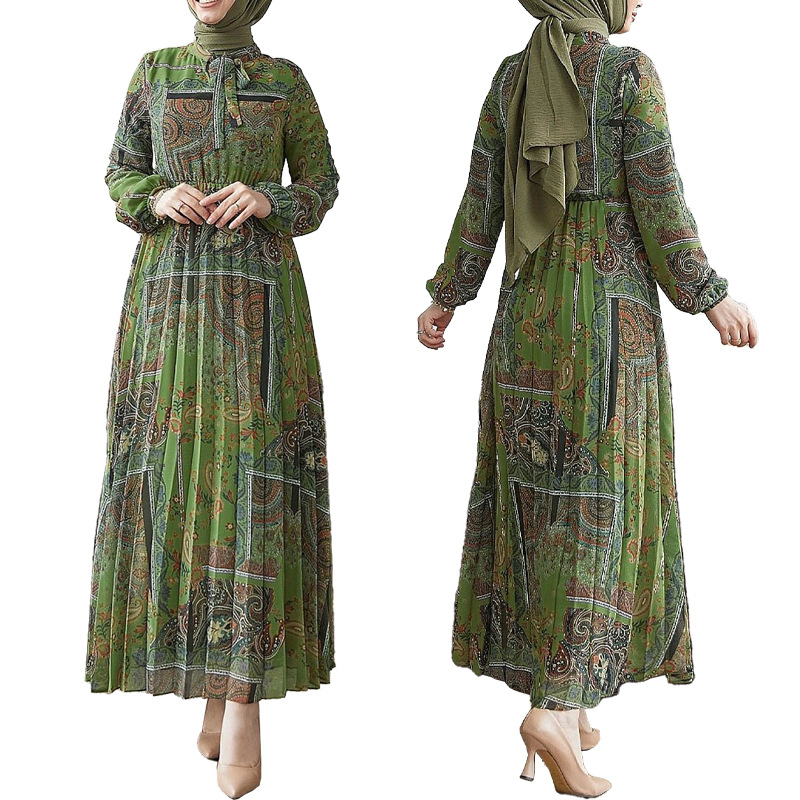 M2636 Amazon Női Közel-Kelet Muszlim Új Termék Absztrakt Nyomtatás Hosszú Divat Elegáns Köntös Ruha