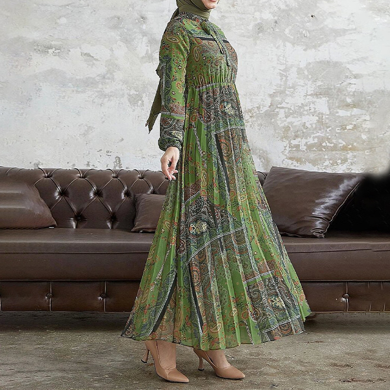 M2636 Amazon Női Közel-Kelet Muszlim Új Termék Absztrakt Nyomtatás Hosszú Divat Elegáns Köntös Ruha