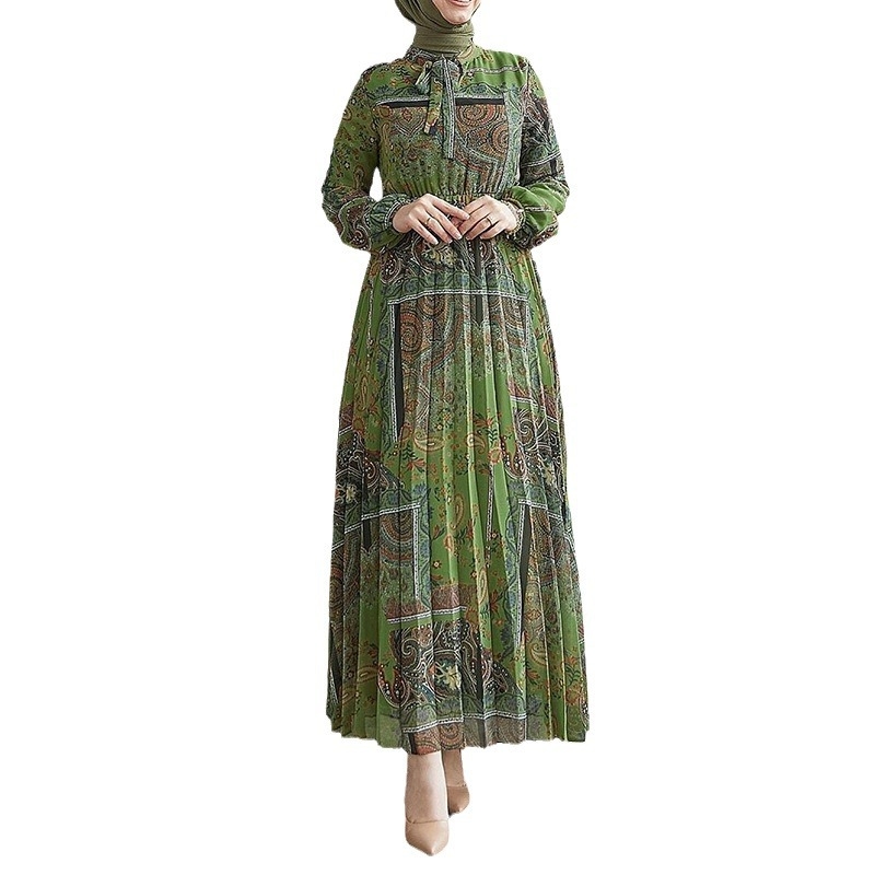 M2636 Amazon Női Közel-Kelet Muszlim Új Termék Absztrakt Nyomtatás Hosszú Divat Elegáns Köntös Ruha