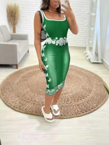 2025 Καλοκαιρινό Φόρεμα με Πλεκτό Τζιν και Στάμπα Πεταλούδας στο Amazon για Γυναίκες